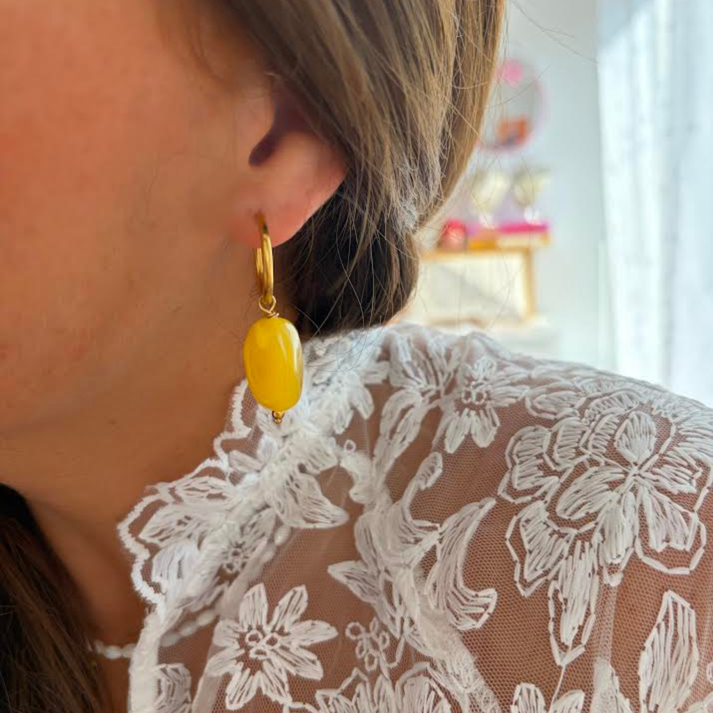Jolies boucles d’oreilles colorées en résine et acier inoxydable 