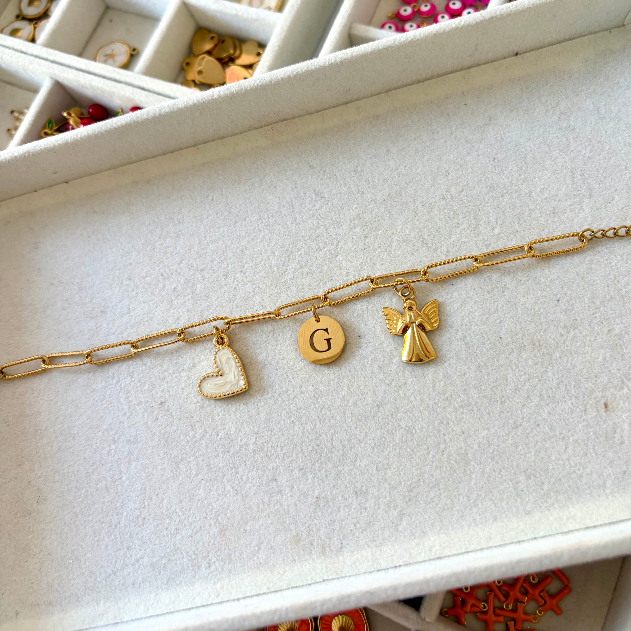 bracelet acier inoxydable à personnaliser avec des breloques